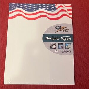 Designer Papers - White with Red and Blue Design